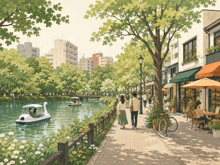 Illustrated neighborhood scene for Kichijoji